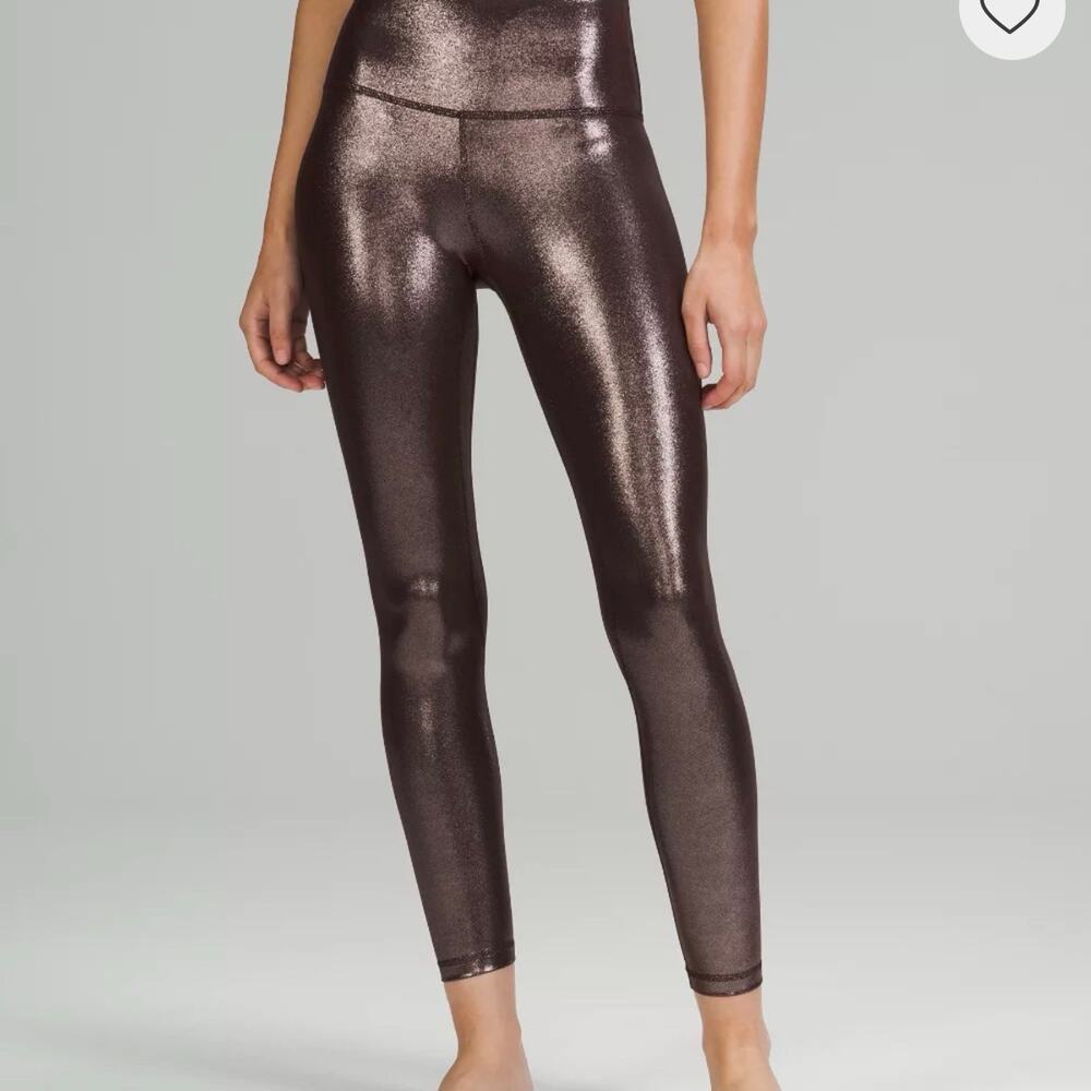 Lululemon Align High Rise Leggings Metallic Brown Bronze 25” Nulu Shine Yoga Pan